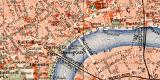 London Innere Stadt historischer Stadtplan Karte Lithographie ca. 1908