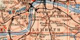 London Umgebung historischer Stadtplan Karte Lithographie ca. 1906