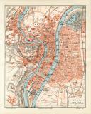 Lyon historischer Stadtplan Karte Lithographie ca. 1906