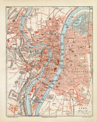 Stettin historischer Stadtplan Karte Lithographie ca 1908 antike Stadtkarte