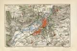 Metz Umgebung historische Landkarte Lithographie ca. 1908