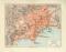 Neapel + Umgebung historischer Stadtplan Karte Lithographie ca. 1907