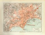 Neapel + Umgebung historischer Stadtplan Karte...