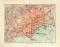 Neapel + Umgebung historischer Stadtplan Karte Lithographie ca. 1909