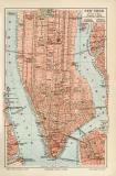 New York Manhattan historischer Stadtplan Karte Lithographie ca. 1907