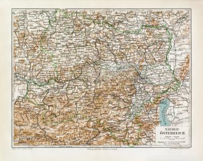 Österreich Ungarn Monarchie historische Landkarte Lithographie ca 1906 antik 
