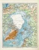 Nord Polarländer historische Landkarte Lithographie ca. 1909