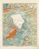 Nord Polarländer historische Landkarte Lithographie...