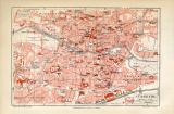 Nürnberg historischer Stadtplan Karte Lithographie ca. 1909