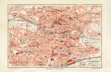 Nürnberg historischer Stadtplan Karte Lithographie ca. 1914