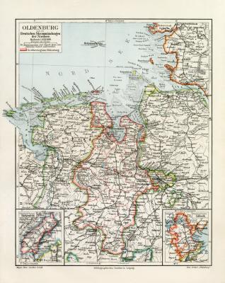 1904 antike Karte Großherzogtum Hessen historische Landkarte Lithographie ca