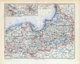 Ost & Westpreussen historische Landkarte Lithographie ca. 1908