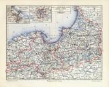 Ost &amp; Westpreussen historische Landkarte Lithographie...
