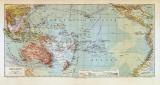 Ozeanien historische Landkarte Lithographie ca. 1909