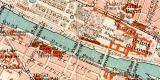Paris historischer Stadtplan Karte Lithographie ca. 1908