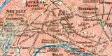 Paris Umgebung historischer Stadtplan Karte Lithographie ca. 1908