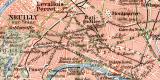 Paris Umgebung historischer Stadtplan Karte Lithographie ca. 1909