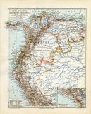 Peru Ecuador Kolumbien Venezuela historische Landkarte...