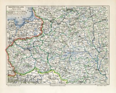 Westrussland historische Landkarte Lithographie ca. 1908