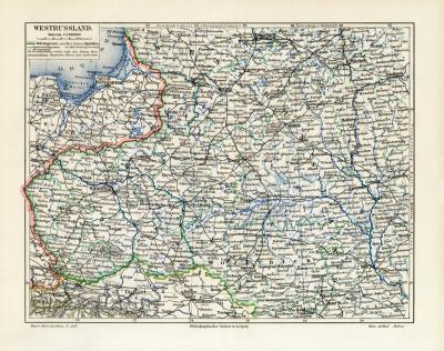 Westrussland historische Landkarte Lithographie ca. 1909