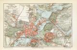 Potsdam historischer Stadtplan Karte Lithographie ca. 1912