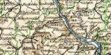 Rheinland und Luxemburg historische Landkarte...