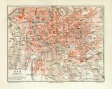 Rom historischer Stadtplan Karte Lithographie ca. 1912
