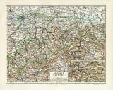 K&ouml;nigreich Sachsen historische Landkarte Lithographie ca. 1912