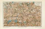 Salzburg historische Landkarte Lithographie ca. 1909