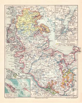 Schleswig Holstein Helgoland historische Landkarte Lithographie ca. 1912