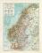 Schweden & Norwegen historische Landkarte Lithographie ca. 1909