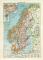Skandinavien historische Landkarte Lithographie ca. 1914