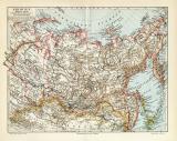 Sibirien historische Landkarte Lithographie ca. 1908