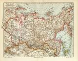 Sibirien historische Landkarte Lithographie ca. 1909