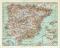 Spanien & Portugal historische Landkarte Lithographie ca. 1912