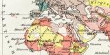 Welt Staatsformen historische Landkarte Lithographie ca....