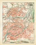 Strassburg historischer Stadtplan Karte Lithographie ca....