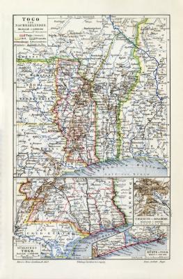 Togo historische Landkarte Lithographie ca. 1912