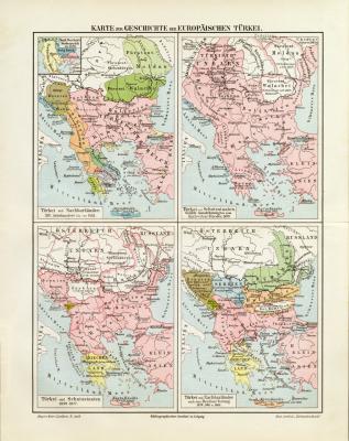 Europäische Türkei Geschichte historische Landkarte Lithographie ca. 1912