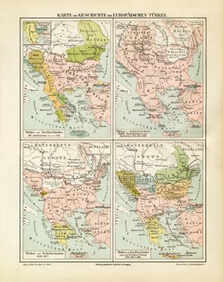 Europäische Türkei Geschichte historische Landkarte Lithographie ca. 1909