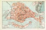 Venedig historischer Stadtplan Karte Lithographie ca. 1908