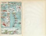 Westindien Mittelamerika Karibik historische Landkarte...