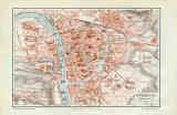 Würzburg historischer Stadtplan Karte Lithographie ca. 1914