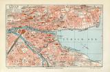Zürich historischer Stadtplan Karte Lithographie ca. 1910