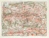 Barmen historischer Stadtplan Karte Lithographie ca. 1912