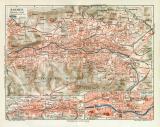 Barmen historischer Stadtplan Karte Lithographie ca. 1914