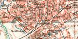 Bochum historischer Stadtplan Karte Lithographie ca. 1914