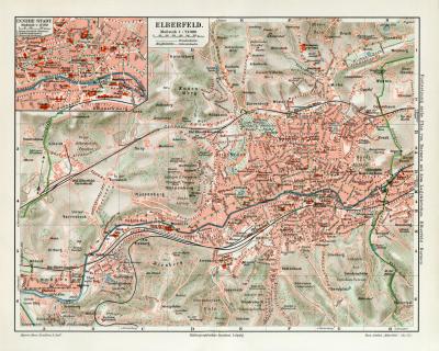 1905 antike Stadtkarte Köln historischer Stadtplan Karte Lithographie ca