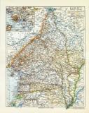 Kamerun historische Landkarte Lithographie ca. 1917