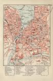 Genf historischer Stadtplan Karte Lithographie ca. 1908